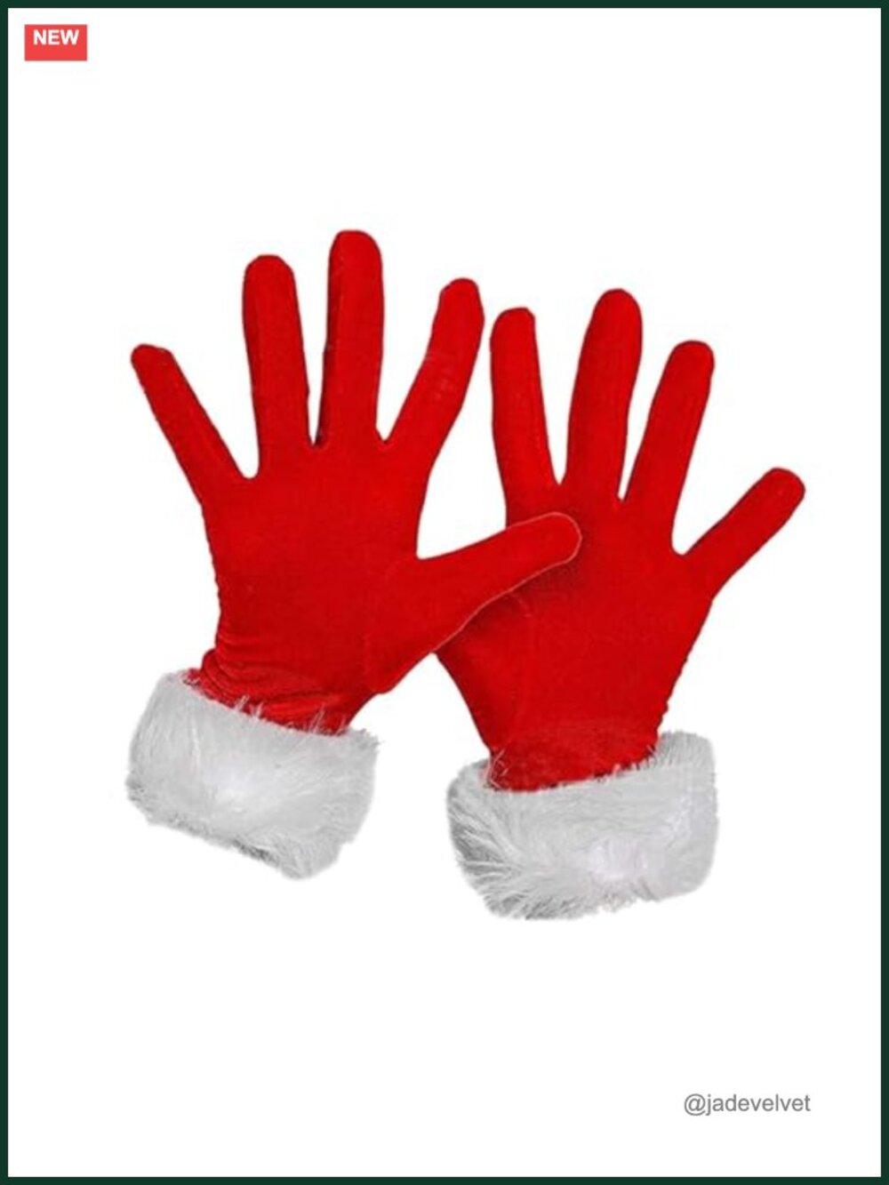 Red Velvet Mrs Santa Gloves White Furry Cuff Christmas Costume Accessory